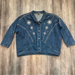 Vintage 80’s Michelle ladies blue denim oversized jean jacket Large